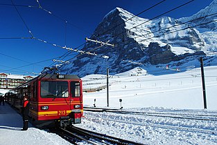 Overhead lines (three-phase) on Jungfrau Railway, Switzerland