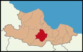 Map showing Kavak District in Samsun Province