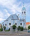 The iconic Roman Catholic Church of Saint Elizabeth, commonly known as Blue Church, in Bratislava.