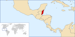 Map of Central America with Belize highlighted