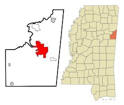 Location of Columbus, Mississippi