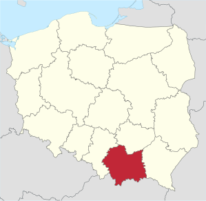 Lage der Woiwodschaft Kleinpolen in Polen