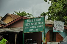 Ministry of works vehicle inspection station sign-post, Abeokuta, Ogun state