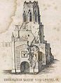 Nikolskaya Tower after French retreat, the top of the tower was destroyed but the icon survived
