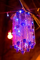 Plastic bottles (with LED lights) repurposed as a chandelier during Ramadan in the Muslim Quarter, Jerusalem