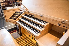 Spieltisch der Orgel von St. Laurentius, Wuppertal