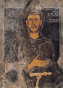 Das älteste, 1228 entstandene Bild Franziskus’ von Assisi, Fresko im Sacro Speco in Subiaco[1]