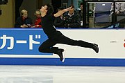 Stephane Lambiel performs a stag jump.
