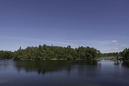 The small island Boholmen in the lake Storträsk