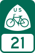 U.S. Bicycle Route 21 marker