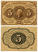 US Postal Currency 5 cent 1862 1863