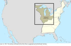 Map of the change to the United States in central North America on July 13, 1787