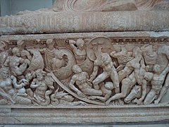 Roman sarcophagi with details of a battle