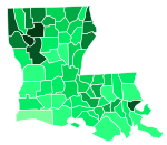 Support for Campbell by parish:   35–40%   30–35%   25–30%   20–25%   15–20%   10–15%   5–10%   <5%
