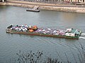 Self-propelled car barge on the River Danube