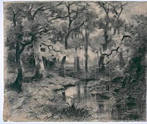 'Brook through the forest', undated; drawing on paper