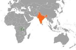Map indicating locations of Burundi and India