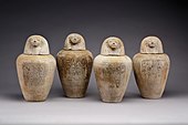 Canopic jars of Ruiu; 1504–1447 BC; painted pottery; Metropolitan Museum of Art (New York City)