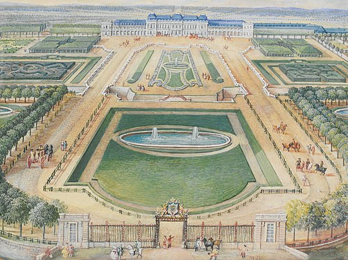 View of the north entrance in 1767 (minitature painting by Louis-Nicolas van Blarenberghe for the Chanteloup gold snuffbox, Metropolitan Museum of Art)