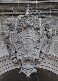 Baroque coat of arms on the portal of the Misericórdia Church of Braga