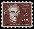 Briefmarke der Deutschen Bundespost (1959) zum 150. Todestag Haydns und zur Einweihung der Beethovenhalle