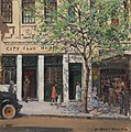 Dora Wilson (1940s) Paris end of Collins Street, oil on canvas, 34.2 × 34.2 cm. National Gallery of Victoria