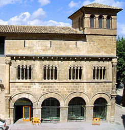 Palace of the Kings of Navarre, Estella, Spain. The tower and upper level are 16th-century additions.