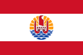 The flag of French Polynesia, a charged horizontal triband.