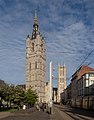 Gent, der Belfried mit dem Kathedrale (Sint-Baafskathedraal) im Hintergrund