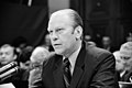 Image 9 Watergate scandal Photo credit: U.S. News & World Report U.S. President Gerald Ford appearing at an October 1974 House Judiciary Subcommittee hearing regarding his pardon of Richard Nixon. Nixon had resigned due to his involvement in the Watergate scandal, which began with an attempted break-in at the Democratic National Committee headquarters at the Watergate Office complex on June 17, 1972. More selected pictures
