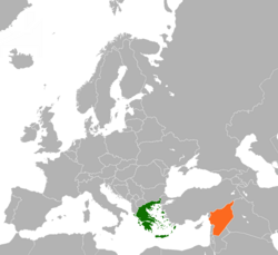 Map indicating locations of Greece and Syria