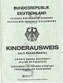 Kinderausweis aus dem Jahr 1994. Ausgestellt für Kinder bis zum vollendeten 16. Lebensjahr