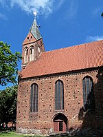 Kenz church. In the Late Middle Ages, the church was a prime destination for pilgrimages due to a nearby holy spring. Barnim, infected with the Black Death, died during his pilgrimage and was buried in Kenz.