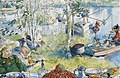 11.8.-17.8.: Die Saison des traditionellen Krebsfestes, Kräftskiva, hat begonnen, illustriert von Carl Larsson um 1895.