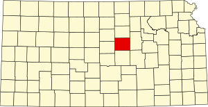 Map of Kansas highlighting Saline County