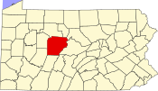 Map showing Clearfield County in Pennsylvania
