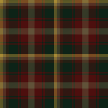 A tartan with wide bands of green and red, and narrower bands of grey and yellow