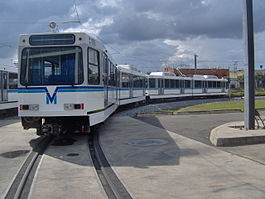 A metro train at the maintenance facility