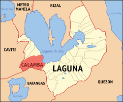 Map of Laguna with Calamba highlighted
