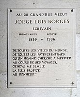 Gedenktafel für Jorge Luis Borges, Grand-Rue 28, Genf