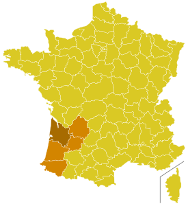 Karte der Kirchenprovinz Bordeaux