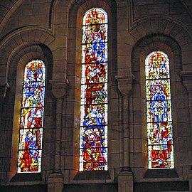 Chapel Windows in Neo-Byzantine style depicting life of Clovis I and Louis IX (Saint Louis)
