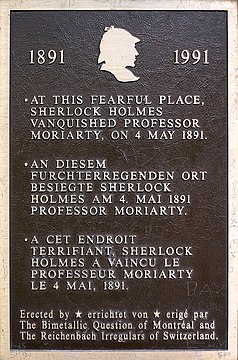 The Holmes plaque on the ledge