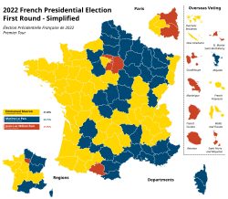 Simplified 2022 French presidential election's first round map