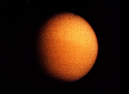An improved image of Titan by Voyager 1, taken on November 11, 1980, during a targeted flyby from a distance of 4,000 kilometres or 2,500 miles.[223][224]