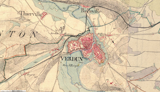 Die Zitadelle und die Stadtumwallung auf einer Stabskarte von 1866