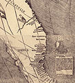 Detail of the Waldseemüller Map, showing the name "America". 1502.