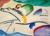 Wassily Kandinsky, 1911, Reiter (Lyrishes), oil on canvas, 94 x 130 cm, Museum Boijmans Van Beuningen, Rotterdam – Expressionism