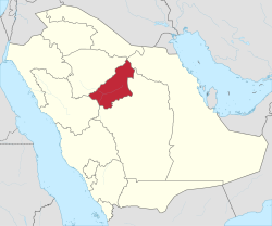 Map of Saudi Arabia with Al-Qassim highlighted