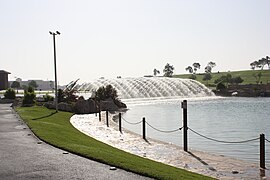 Fountain at Aspire Park.